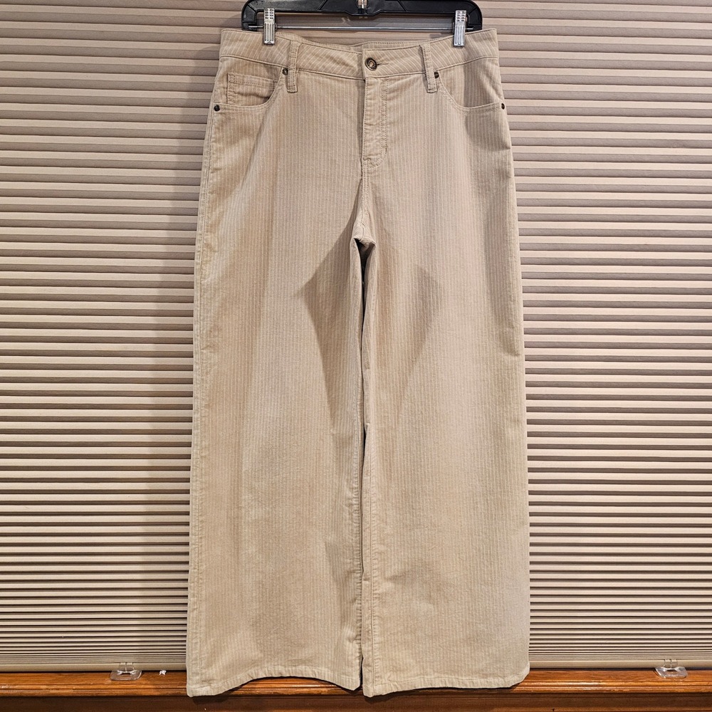 Cabi Womens Beige Wide Leg Corduroy Pants Tan Stretch 4830R Size 6
